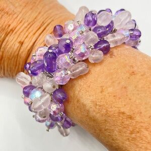 Cha Cha Expansion Bracelet Shades of Purple Lilac Glass Crystals